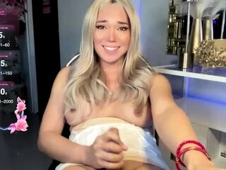 Sexy Shemale With Big Tits Jerking Her Huge Cock Off