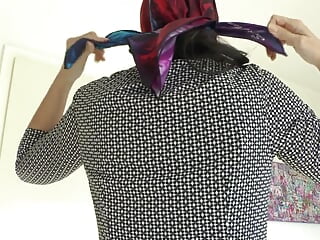 Mind-blowing Silk Headscarf style display Autumn Scarves gal Victoria Valente Headscarf dominatrix