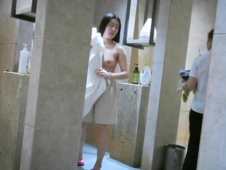 Sweetie asian women bathroom hidden cam