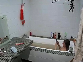 Wondrous  dark-hued inexperienced caught taking a shower on hidden web webcam