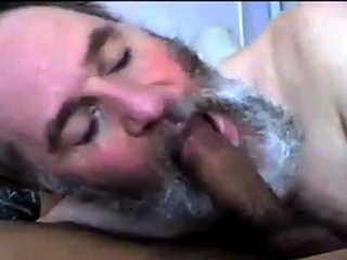 Bearded daddy blow and drink
