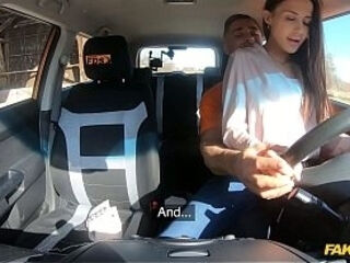 Stunning Brunette MILF has her HOT TANNED Body Fucked - Fake Driving School