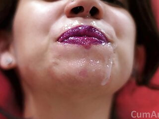 Pic slideshow #2 - Violet lips - CFNM spunk running in rivulets and spunk on Clothes!