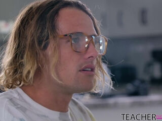 Sexy blonde tutor came to my apartment to teach me some english