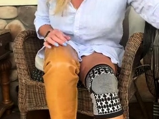 Mature blonde solo masturbation