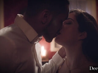 Hot brunette provides her dripping muff for muscular BBC stallion