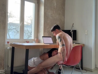German couple fucks during remote work day