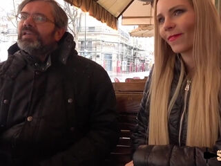 Buxom Fit Blonde MILF Tries the Stranger's Cock With All Her Slutty Holes In Front Of the Cuckold