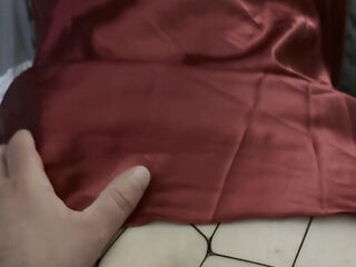 I ruin her sexy sleeping gown with my sperm
