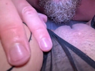 Bearded dude eating the pussy and ass of a latina in erotic clothes