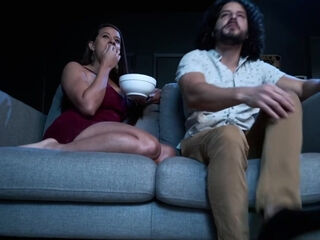 Movie night and she's sucking and bouncing on my big cock till squirting